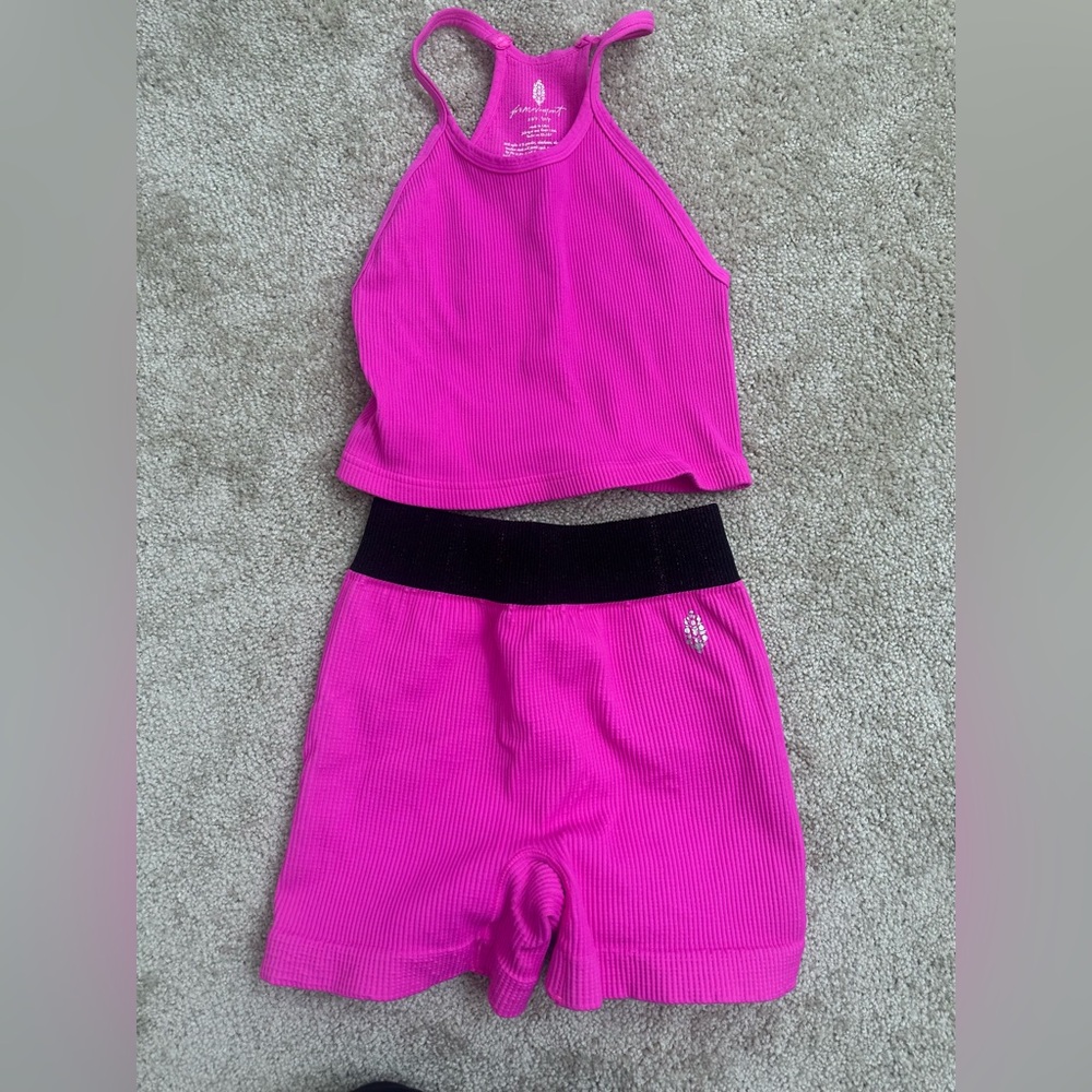 FP Movement by Free People Pink Ribbed set